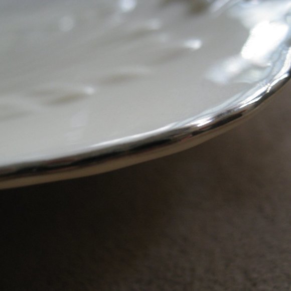 Lenox Ivory Spring Garden Celery Handled Serving Tray Gold Label Platinum Rim - Picture 9 of 11